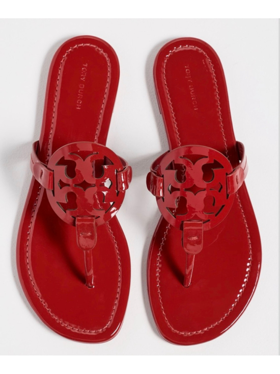 Tory Burch Shoes - Tory Burch Red Patent Leather Miller Sandals Size 7.5